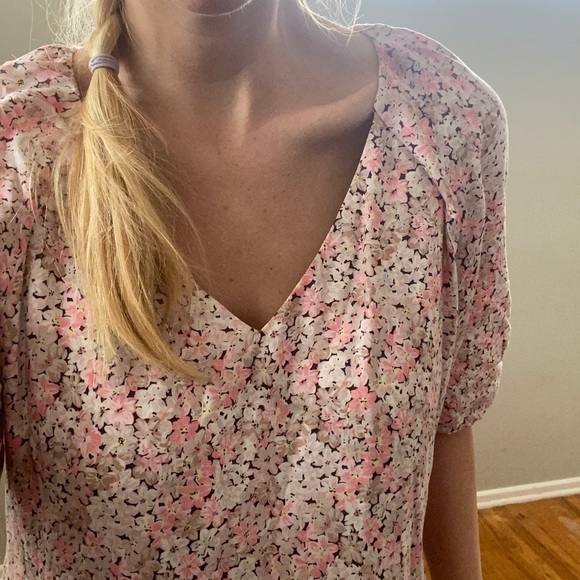 H&M Pink Boho Floral Puff Sleeve Tiered Maxi Sundress  Small 💖2 for $30💖 - Picture 3 of 12